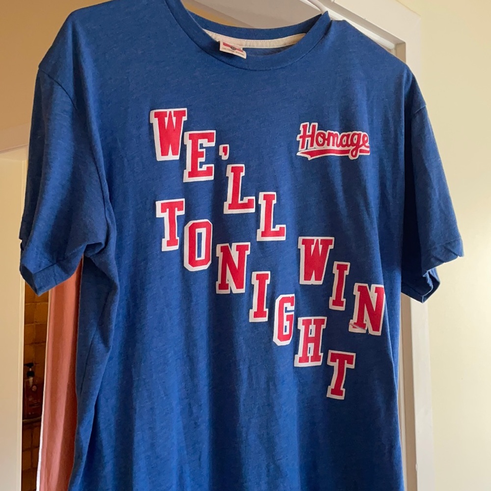 Homage Blue and Red we’ll win tonight t-shirt.